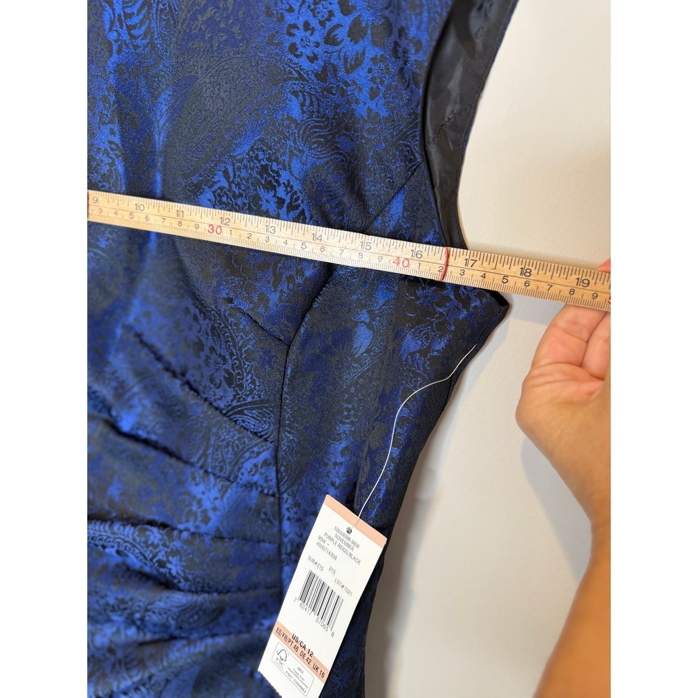 Black Label Evan-Picone Paisley Brocade Sheath Dress Purple Black 12 NWT - Picture 6 of 9